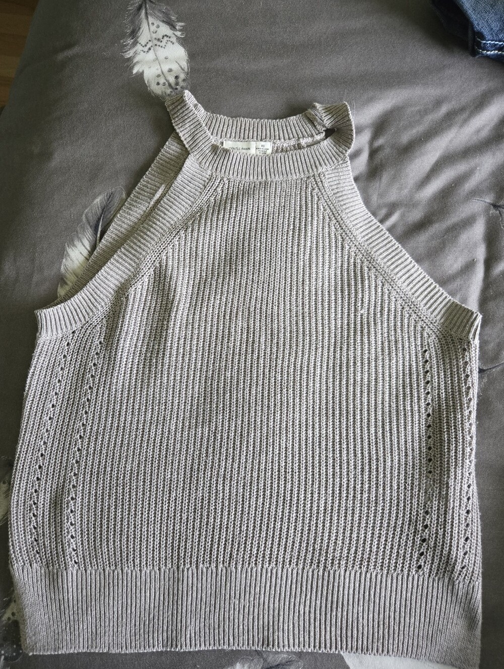 Gentle Fawn Ribbed Knit Crewneck Sweater - Light Gray